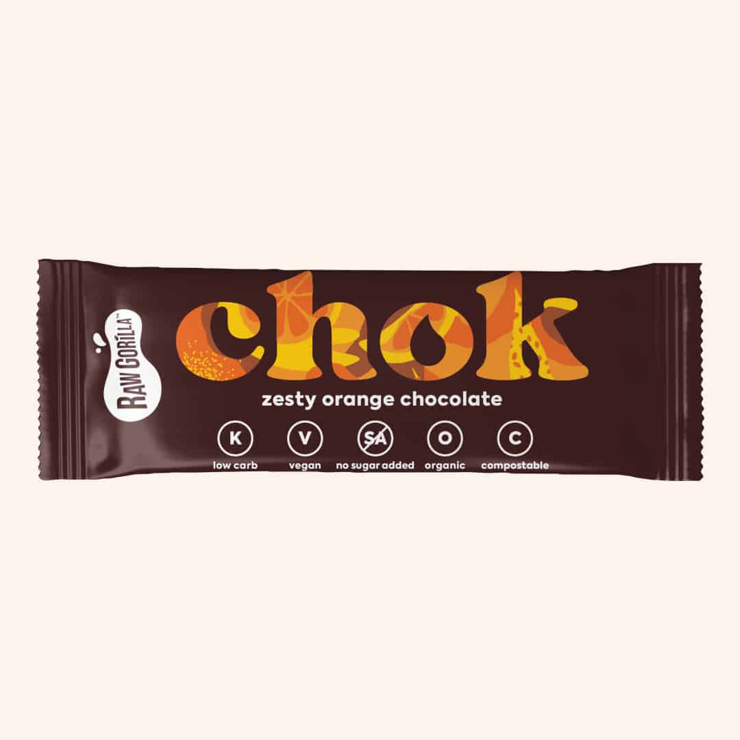 Choc zesty organge Chocolate - 35g raw gorilla zesty orange keto chocolate, 1 35g chocolate bar