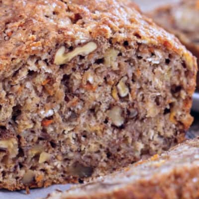 close up image of a keto nut loaf