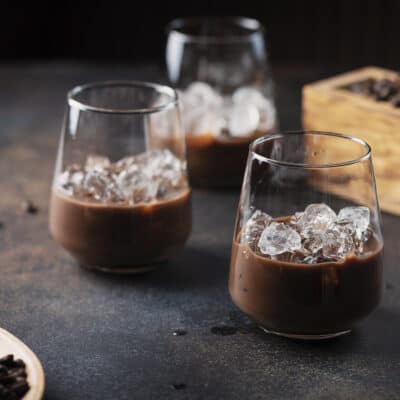 low carb irish liqueur in glass served with ice