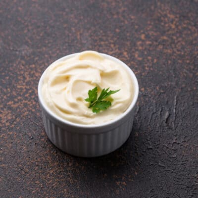 Homemade mayonnaise sauce with ingredient